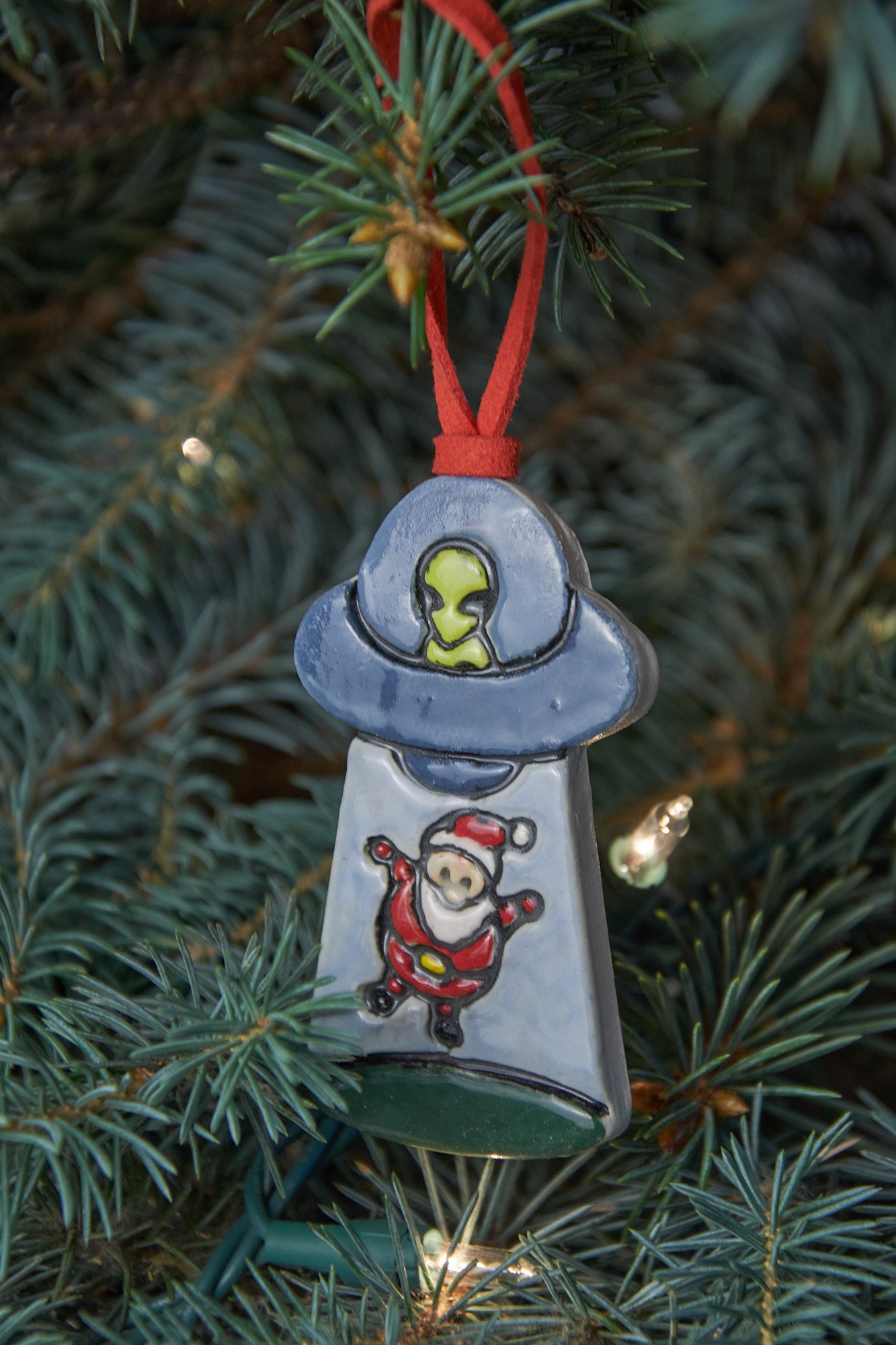 Santa's Alien Abduction Christmas Ornament